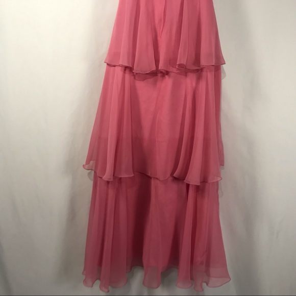 Sold—Vintage Pink Chiffon Empire Waist Maxi Dress with Matching Chiffon Cape - Picture 16 of 17